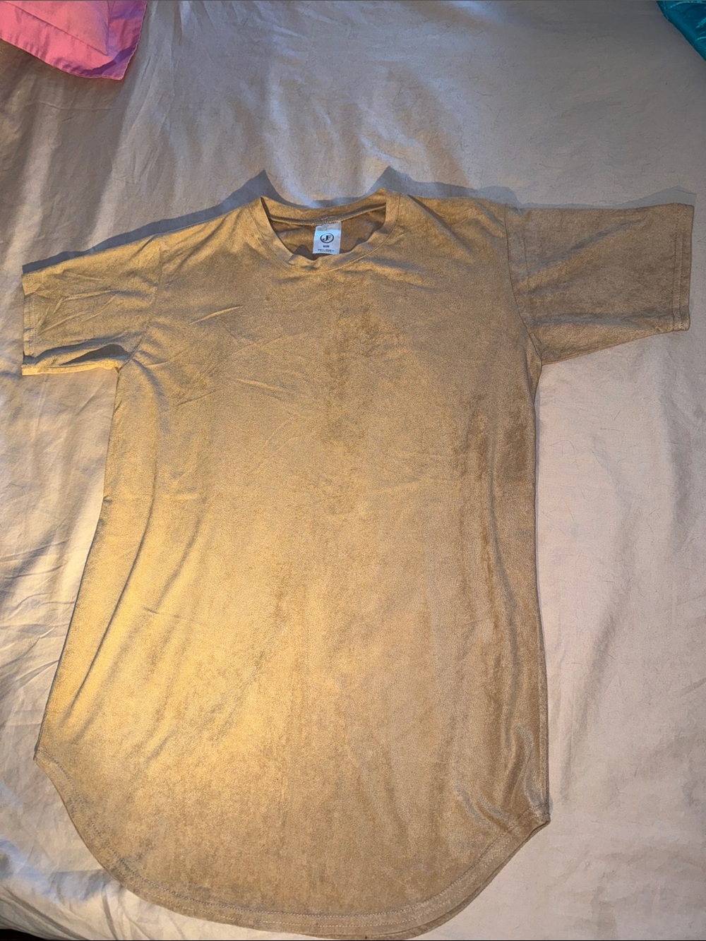 Men's Curved-Hem Crewneck T-Shirt - Tan